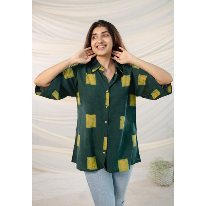 The Indian Ethnic Co. Green Dabu Cotton Green Shirt