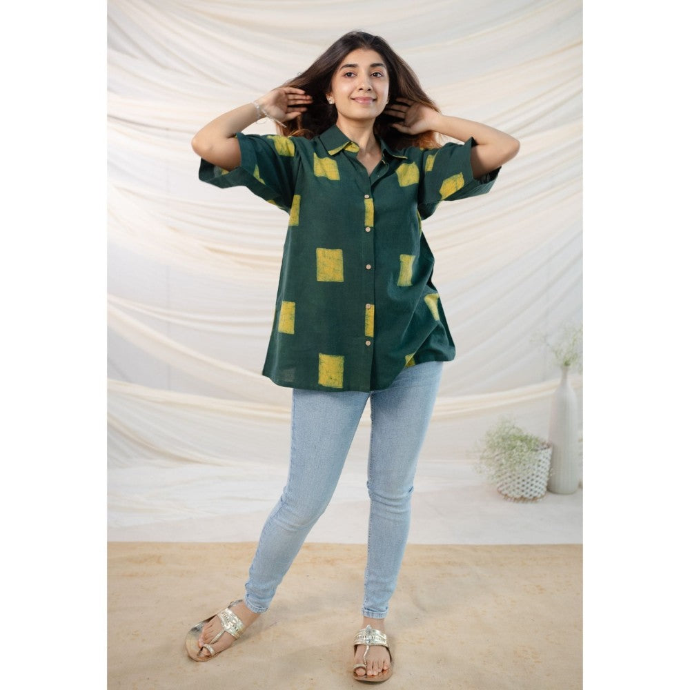 The Indian Ethnic Co. Green Dabu Cotton Green Shirt