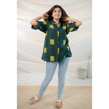 The Indian Ethnic Co. Green Dabu Cotton Green Shirt