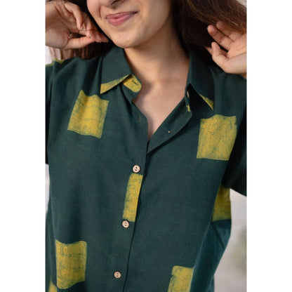 The Indian Ethnic Co. Green Dabu Cotton Green Shirt