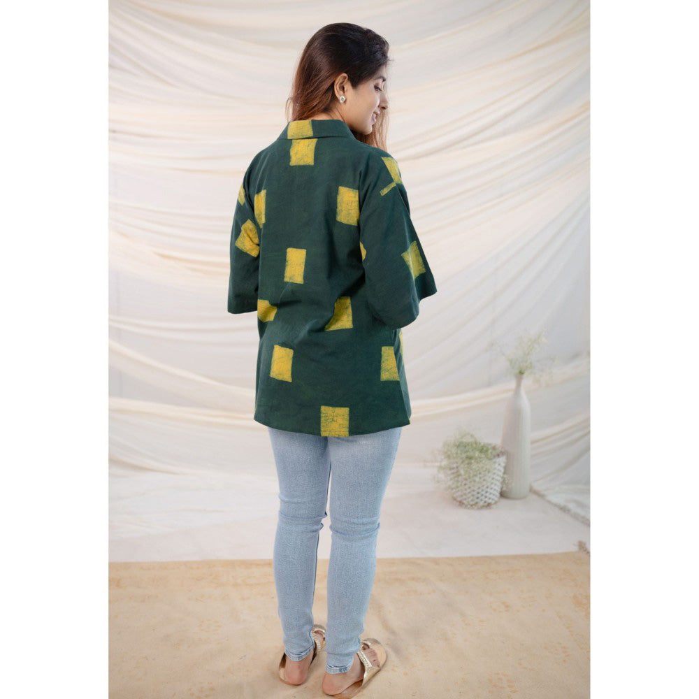 The Indian Ethnic Co. Green Dabu Cotton Green Shirt