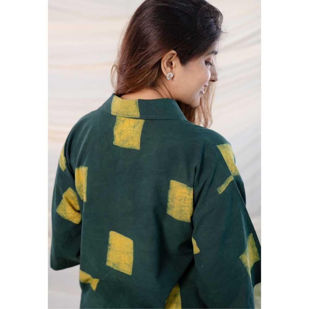 The Indian Ethnic Co. Green Dabu Cotton Green Shirt