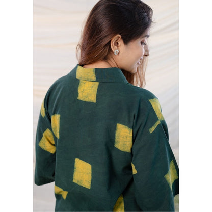 The Indian Ethnic Co. Green Dabu Cotton Green Shirt
