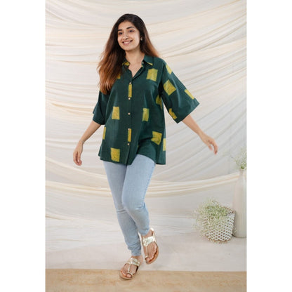 The Indian Ethnic Co. Green Dabu Cotton Green Shirt