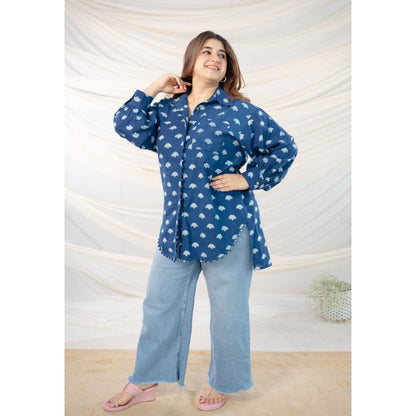 The Indian Ethnic Co. Indigo Dabu Cotton Indigo Shirt