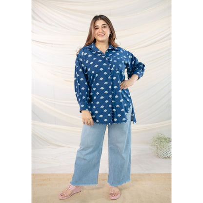 The Indian Ethnic Co. Indigo Dabu Cotton Indigo Shirt