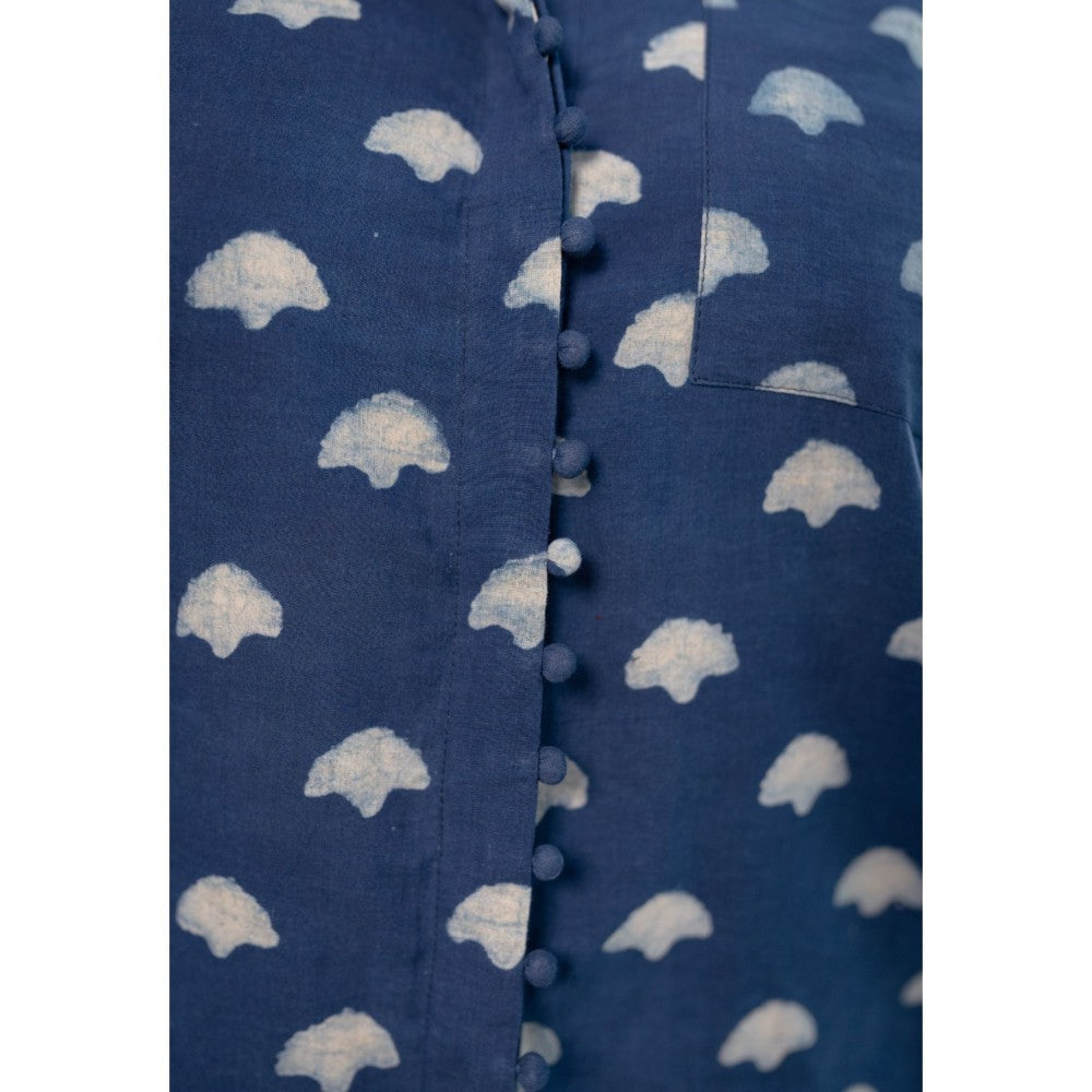 The Indian Ethnic Co. Indigo Dabu Cotton Indigo Shirt
