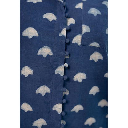 The Indian Ethnic Co. Indigo Dabu Cotton Indigo Shirt
