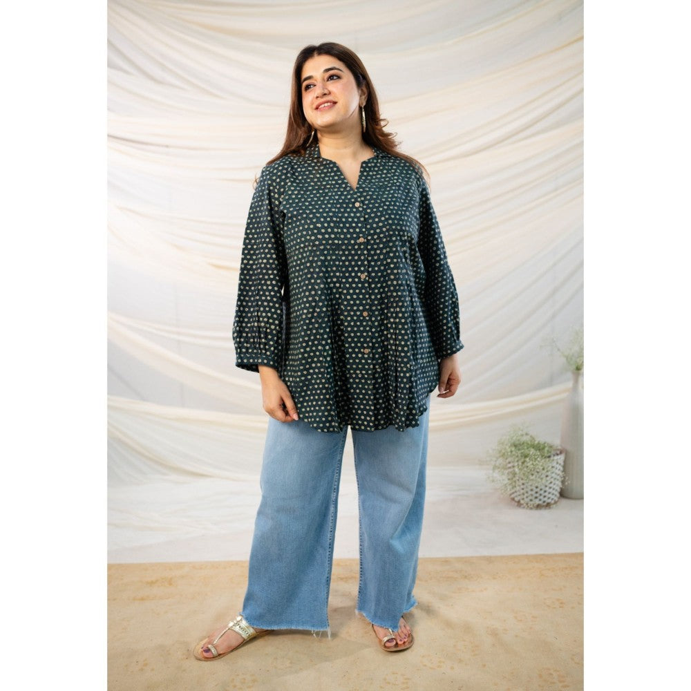 The Indian Ethnic Co. Green Fadat Cotton Shirt