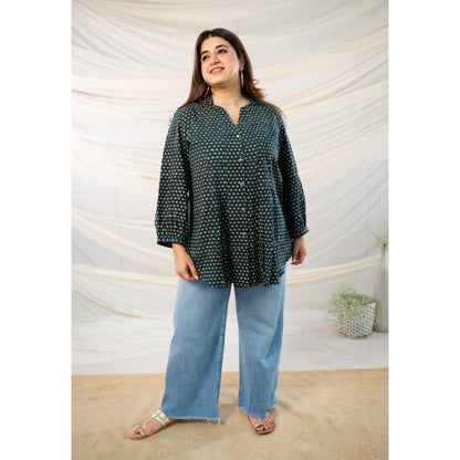 The Indian Ethnic Co. Green Fadat Cotton Shirt