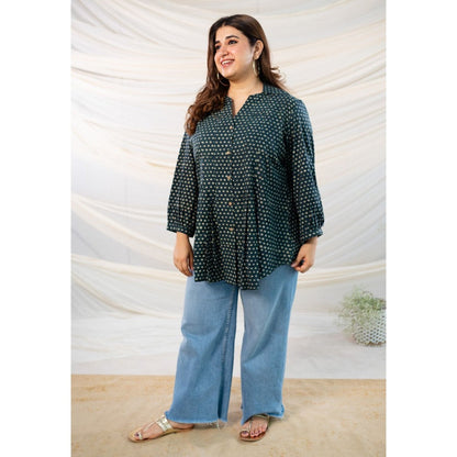 The Indian Ethnic Co. Green Fadat Cotton Shirt