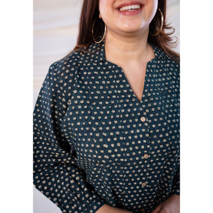 The Indian Ethnic Co. Green Fadat Cotton Shirt