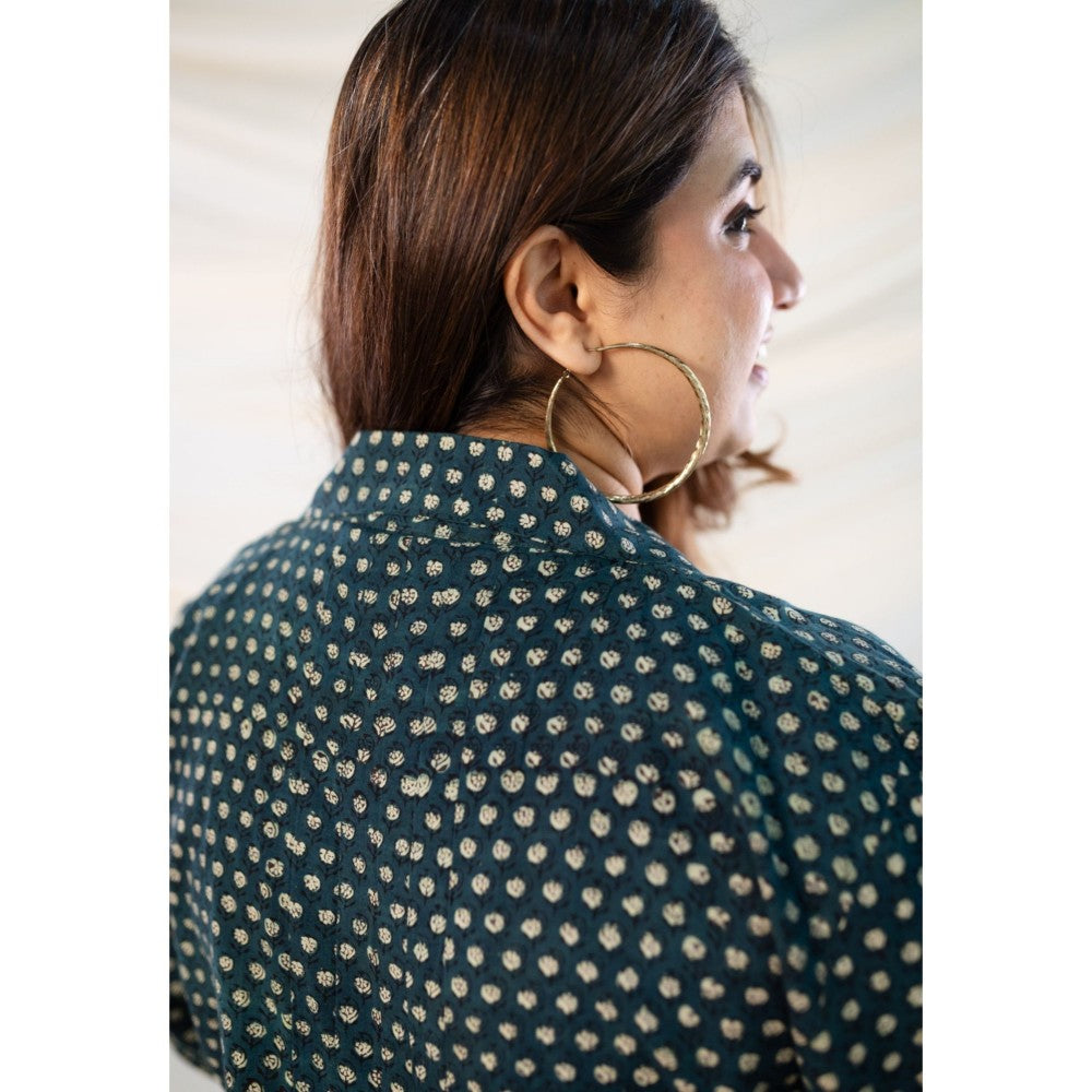The Indian Ethnic Co. Green Fadat Cotton Shirt