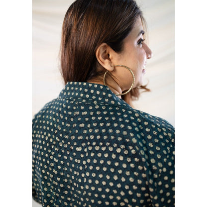 The Indian Ethnic Co. Green Fadat Cotton Shirt