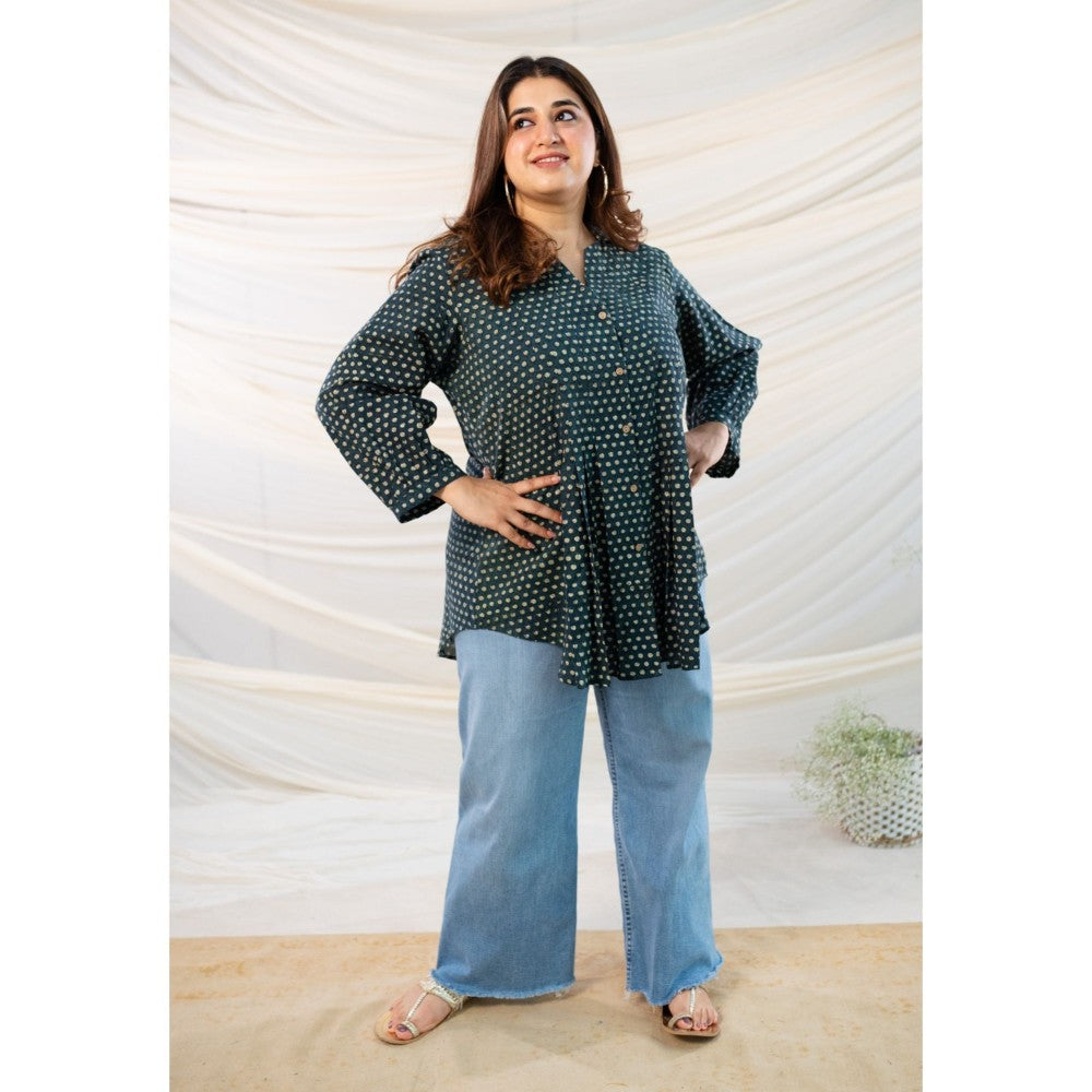 The Indian Ethnic Co. Green Fadat Cotton Shirt