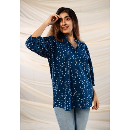 The Indian Ethnic Co. Indigo Dabu Cotton Top