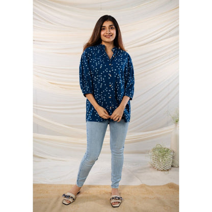 The Indian Ethnic Co. Indigo Dabu Cotton Top