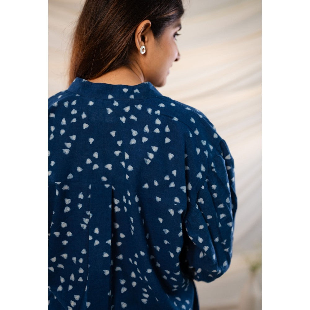 The Indian Ethnic Co. Indigo Dabu Cotton Top