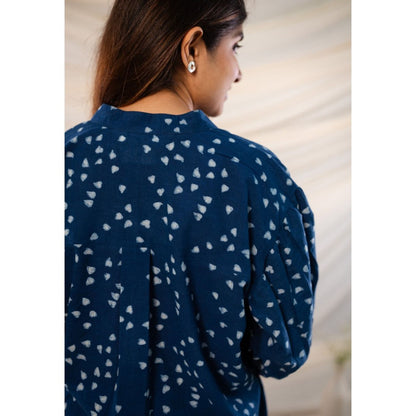 The Indian Ethnic Co. Indigo Dabu Cotton Top