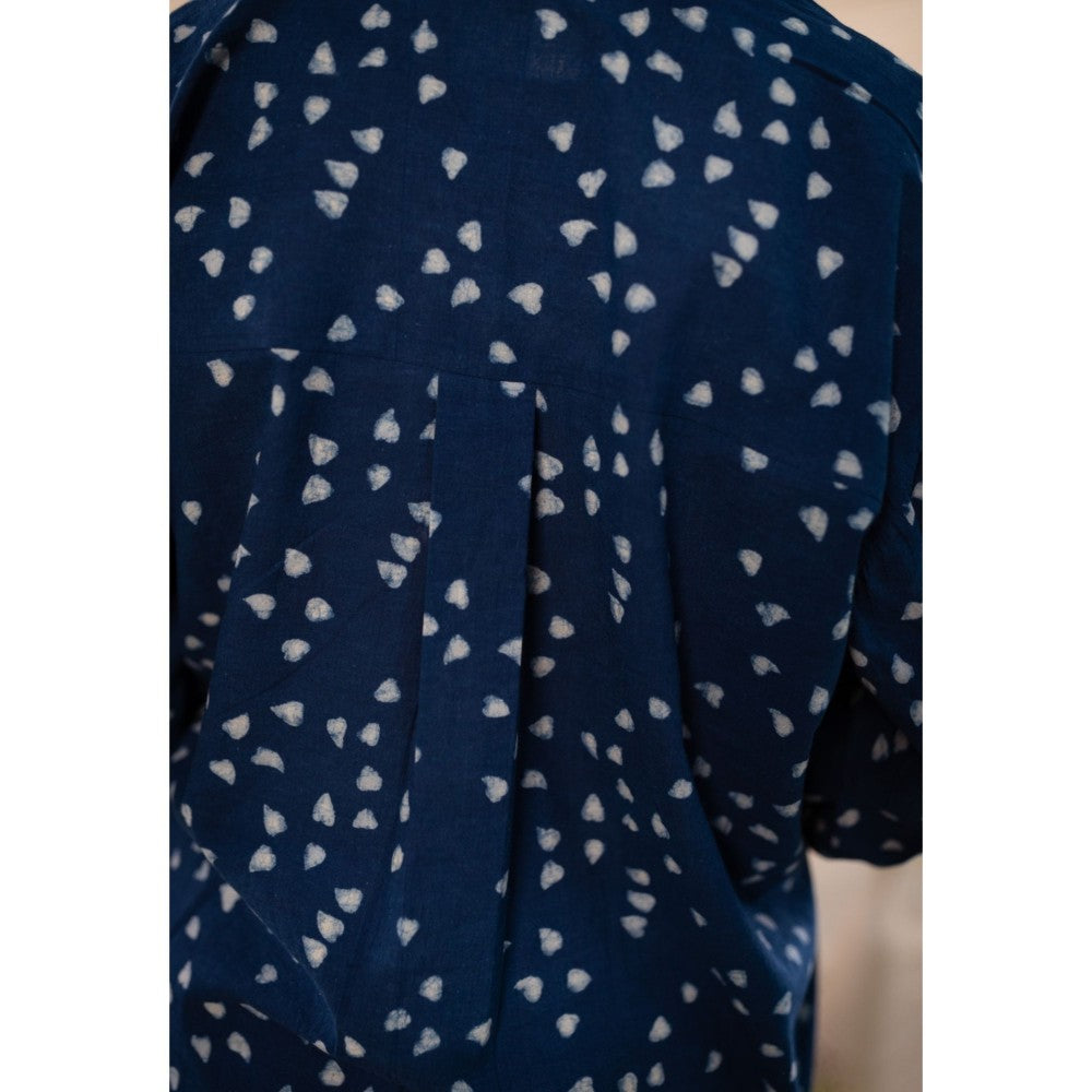The Indian Ethnic Co. Indigo Dabu Cotton Top