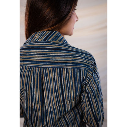 The Indian Ethnic Co. Indigo Ajrakh Cotton Shirt