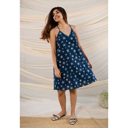 The Indian Ethnic Co. Indigo Dabu Cotton Dress