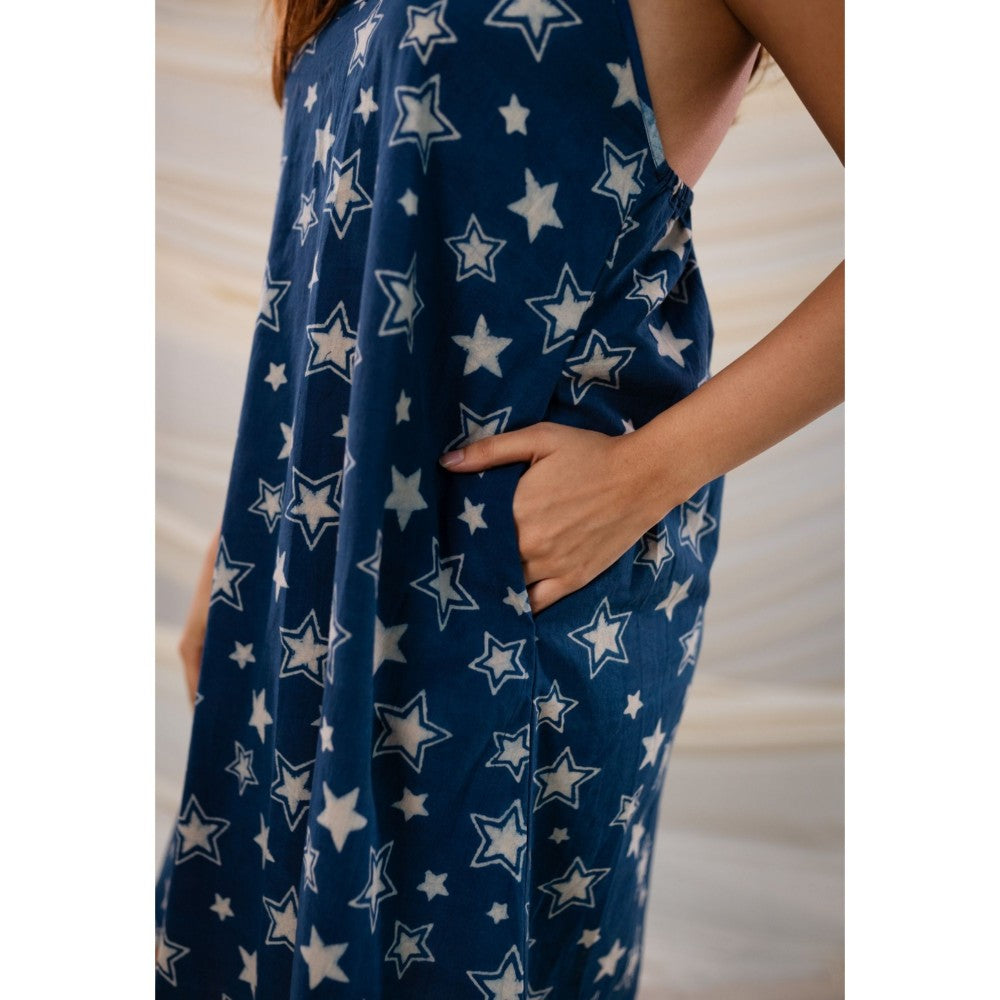 The Indian Ethnic Co. Indigo Dabu Cotton Dress