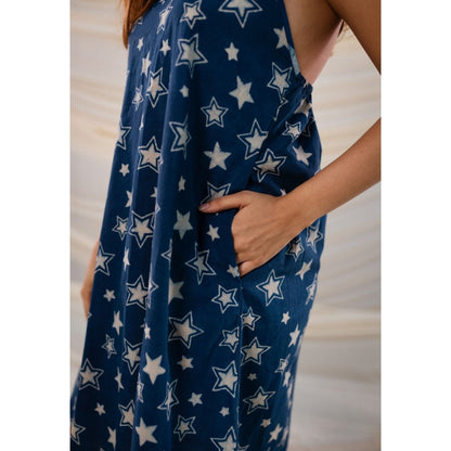 The Indian Ethnic Co. Indigo Dabu Cotton Dress