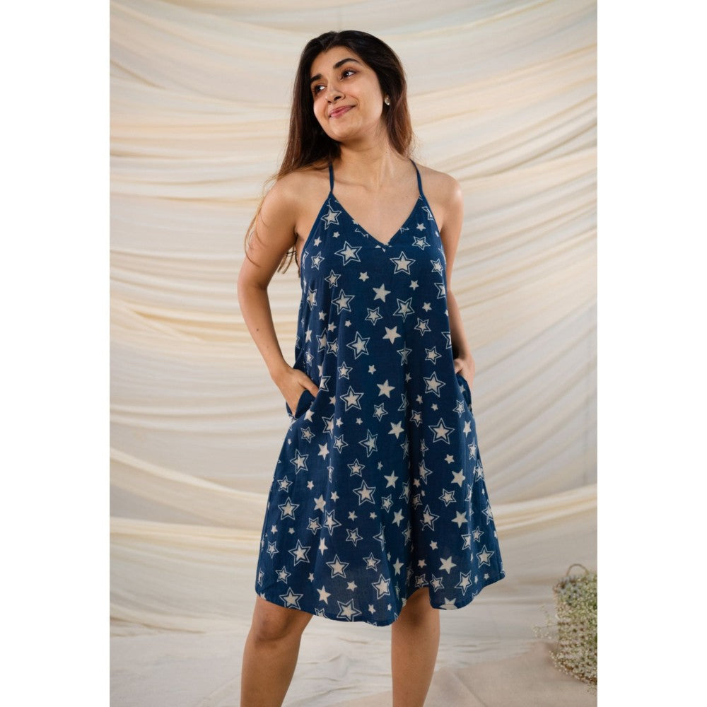 The Indian Ethnic Co. Indigo Dabu Cotton Dress