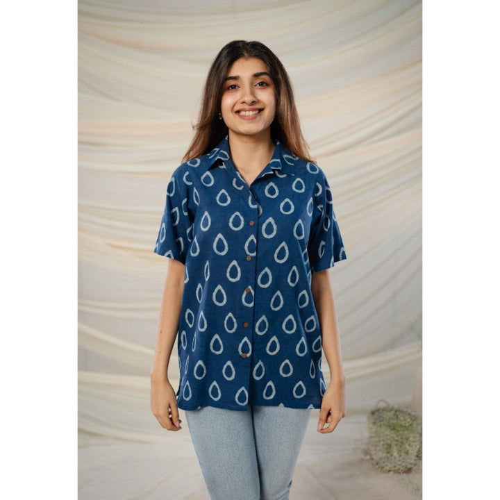 The Indian Ethnic Co. Indigo Dabu Cotton Shirt