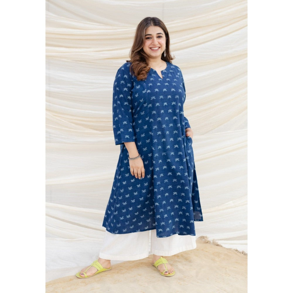 The Indian Ethnic Co. Irya Dabu Slub Cotton Kali Kurta