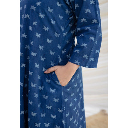 The Indian Ethnic Co. Irya Dabu Slub Cotton Kali Kurta