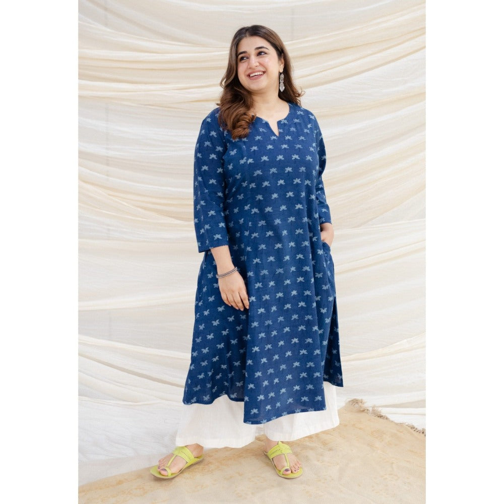 The Indian Ethnic Co. Irya Dabu Slub Cotton Kali Kurta