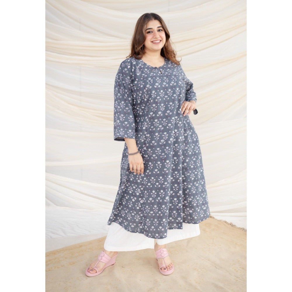 The Indian Ethnic Co. Grey Jahota Kali Cotton Kurta