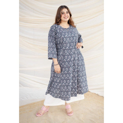 The Indian Ethnic Co. Grey Jahota Kali Cotton Kurta