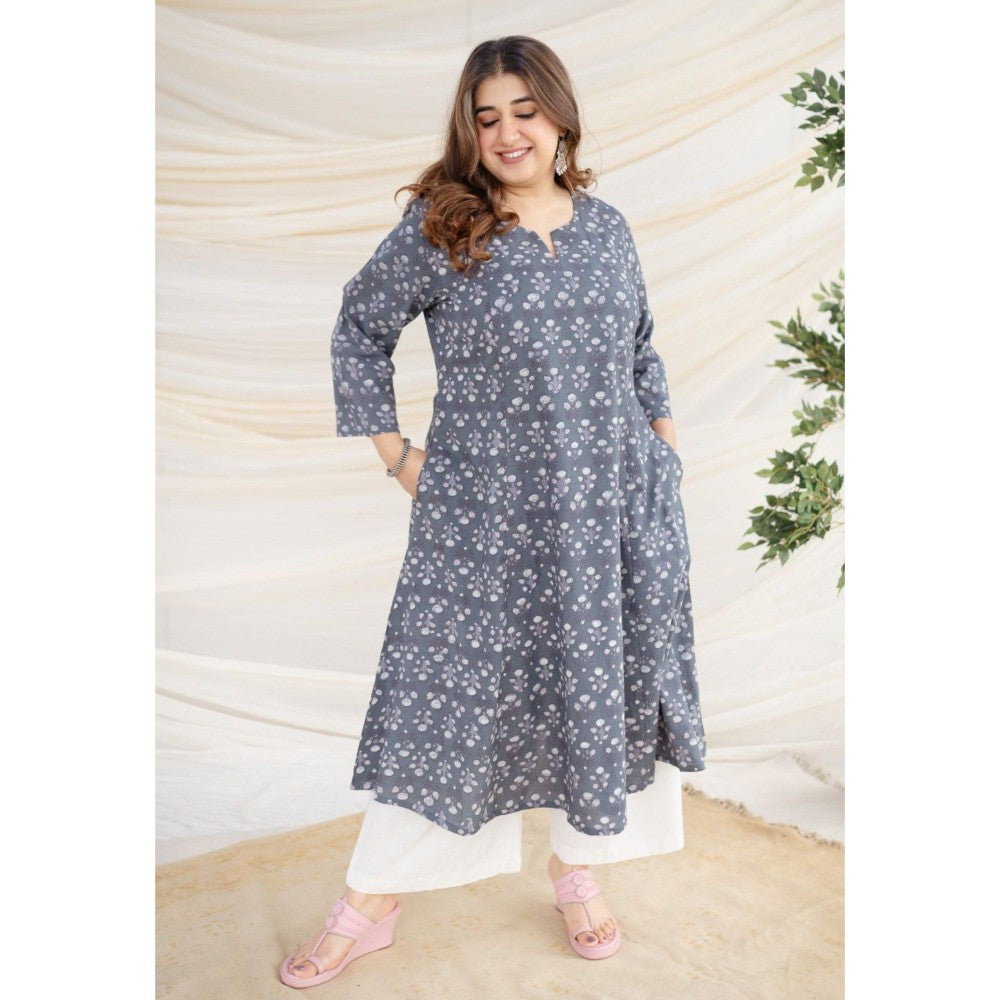 The Indian Ethnic Co. Grey Jahota Kali Cotton Kurta