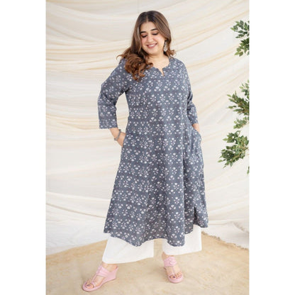 The Indian Ethnic Co. Grey Jahota Kali Cotton Kurta