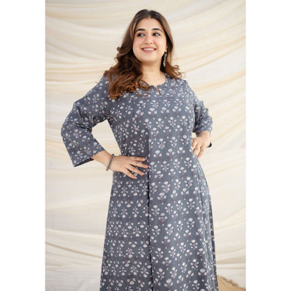 The Indian Ethnic Co. Grey Jahota Kali Cotton Kurta