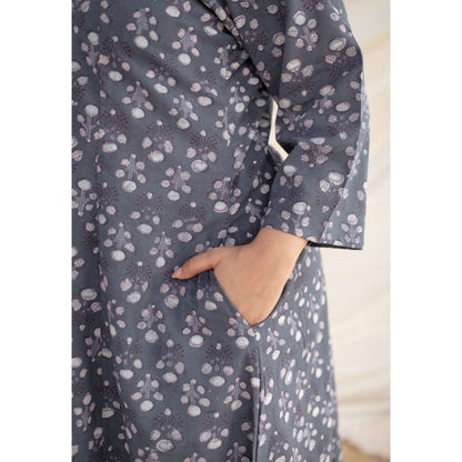 The Indian Ethnic Co. Grey Jahota Kali Cotton Kurta