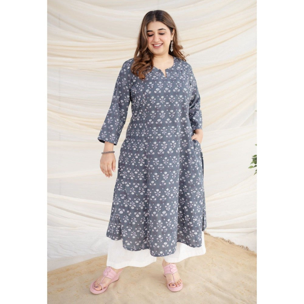 The Indian Ethnic Co. Grey Jahota Kali Cotton Kurta