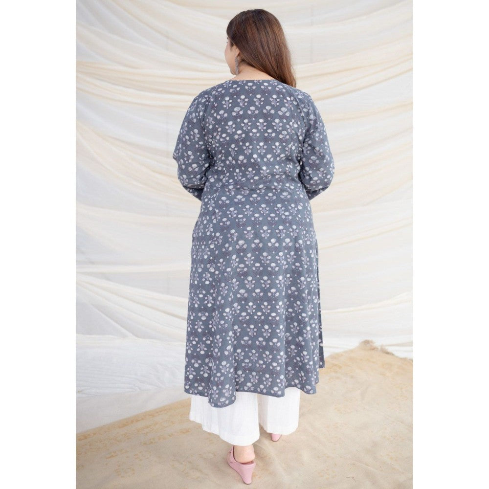 The Indian Ethnic Co. Grey Jahota Kali Cotton Kurta