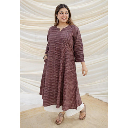 The Indian Ethnic Co. Brown Ajrakh Kali Cotton Kurta