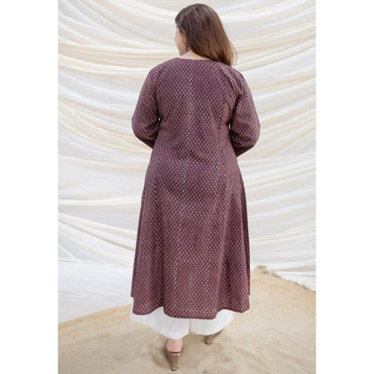 The Indian Ethnic Co. Brown Ajrakh Kali Cotton Kurta