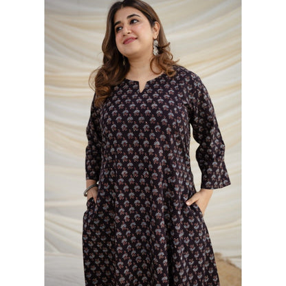 The Indian Ethnic Co. Brown Ajrakh Kali Cotton Kurta
