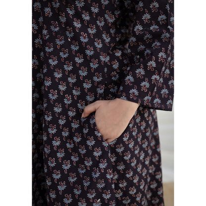 The Indian Ethnic Co. Brown Ajrakh Kali Cotton Kurta