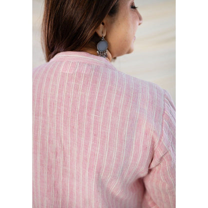 The Indian Ethnic Co. Pink Handspun Handwoven Kala Cotton