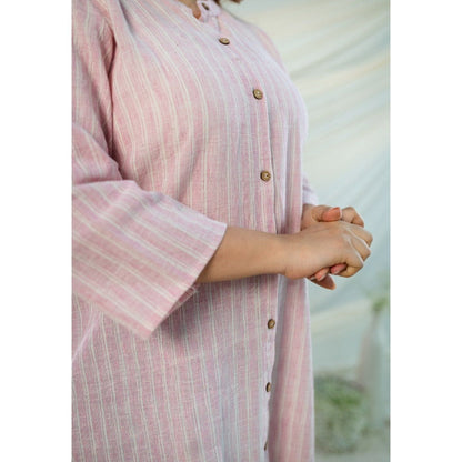 The Indian Ethnic Co. Pink Handspun Handwoven Kala Cotton