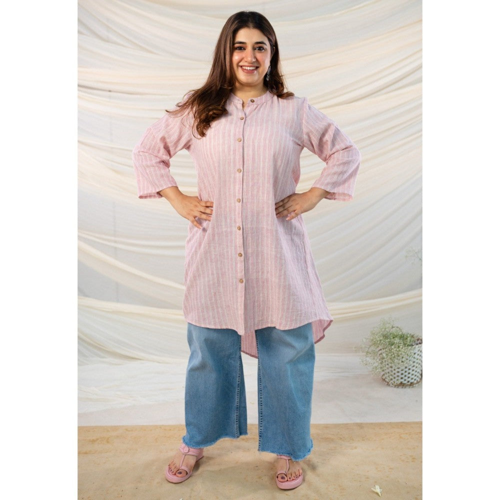 The Indian Ethnic Co. Pink Handspun Handwoven Kala Cotton