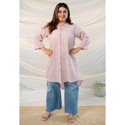 The Indian Ethnic Co. Pink Handspun Handwoven Kala Cotton