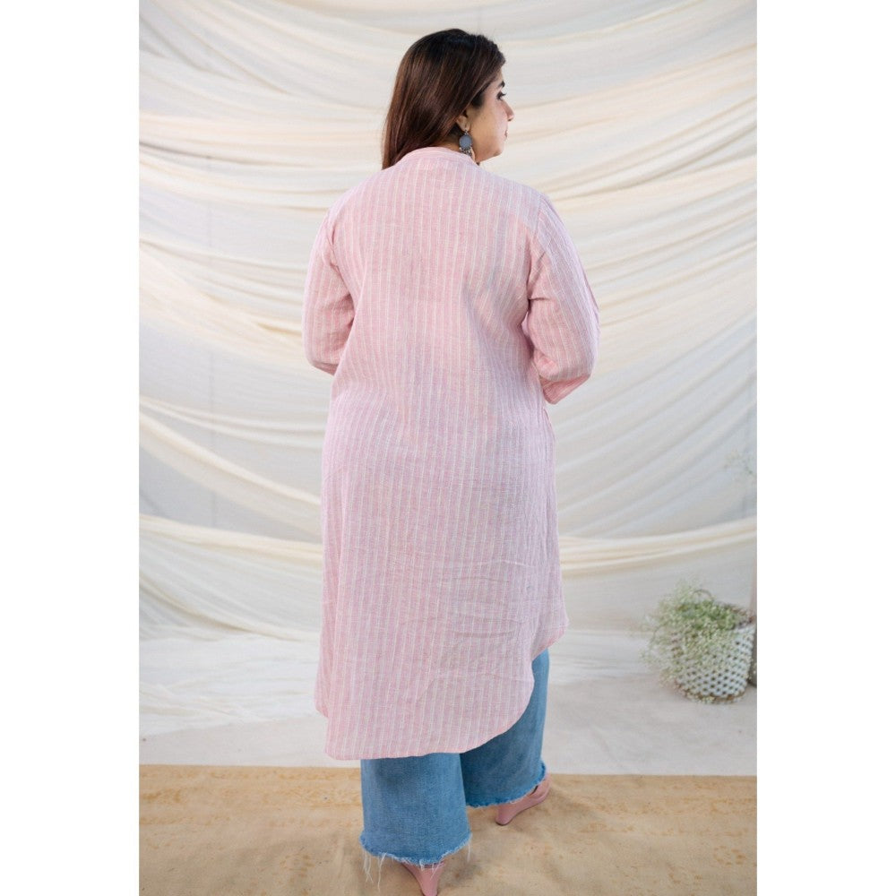 The Indian Ethnic Co. Pink Handspun Handwoven Kala Cotton